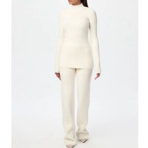 Naked Wardrobe Cream Sweater and Pant Set